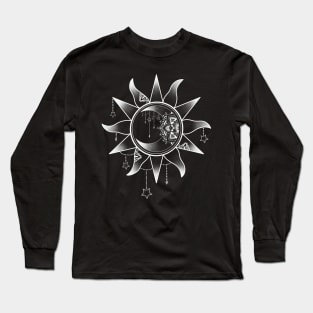 Celestial Sun and Moon Mandala Design Long Sleeve T-Shirt